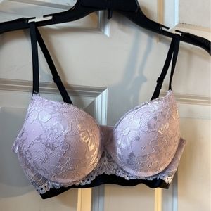 Yandy- Lilac/Pinkish Floral Lace with Black Bamd Bra-34C